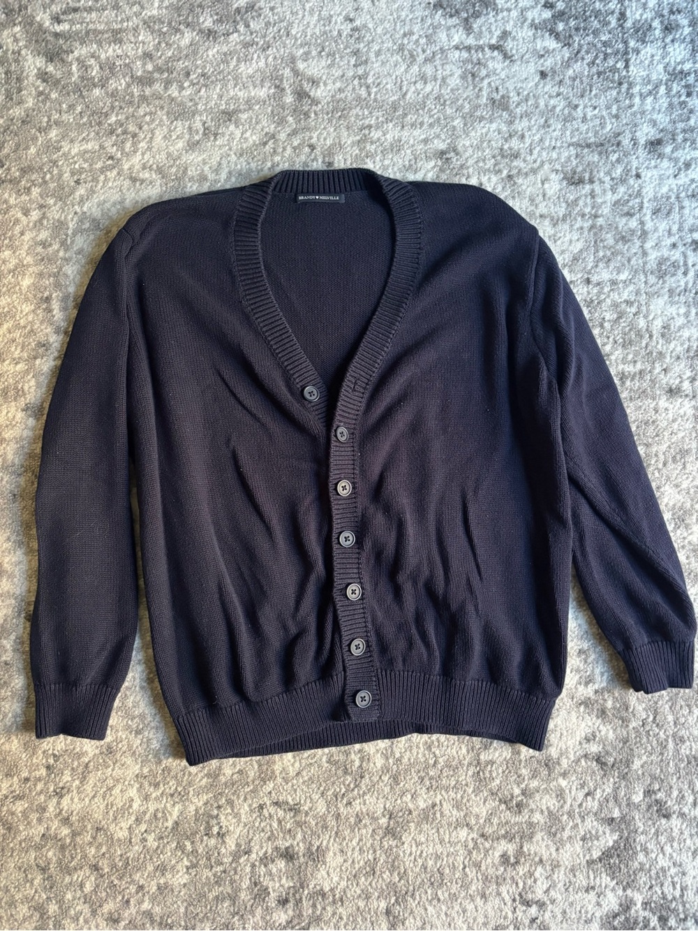 Brandy Melville Navy Button-Up V-Neck Cardigan